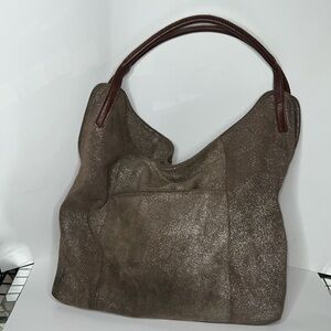 Sondra Roberts Large Slouch Suede Sparkle Hobo Tote Bag